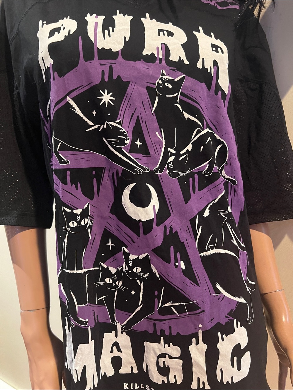 Killstar Black & Purple 'Pure Magic' Graphic T shirt XS purr magic jersey nwt - Picture 3 of 9